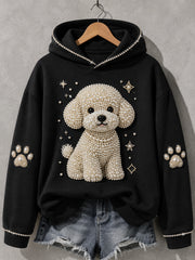 Women's Cute Dog Print Dog Lovers Casual Hoodie