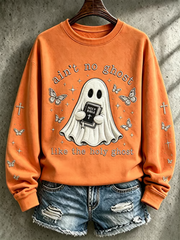 Women's Halloween ghost print Regular Sweatshirt