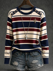 Women's Cross Striped Long-Sleeve T-Shirts