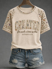 Women's 'Created for Such a Time as This' Floral Casual T-Shirt