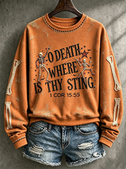 Women's Halloween skull print Regular Sweatshirt