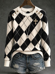 Women's cross-patterned plaid tops