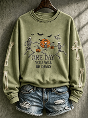Women's Halloween skull print Regular Sweatshirt