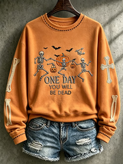 Women's Halloween skull print Regular Sweatshirt