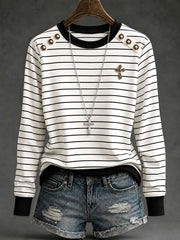 Women's Cross Striped Long-Sleeve T-Shirts