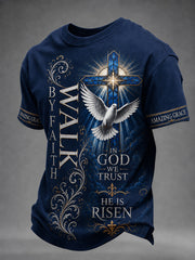 Men's Christian WALK BY FAITH Cross Short Sleeve T-shirt