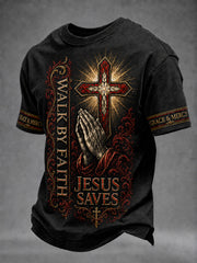 Men's Christian JESUS SAVES Cross Short Sleeve T-shirt