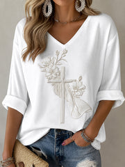 Women's Faith Print Casual T-shirt