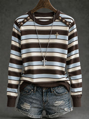 Women's Cross Striped Long-Sleeve T-Shirts