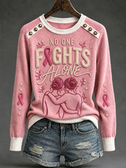 Women's "No One Fights Alone" Breast Cancer Awareness Tops