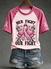 Women's breast cancer theme casual short-sleeved T-shirt