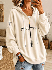 Women's 'It Is Finished' Cross Print Casual Hoodie