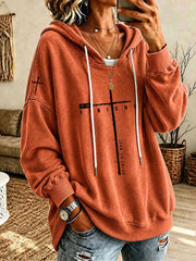 Women's 'It Is Finished' Cross Print Casual Hoodie
