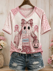 Women's Breast Cancer Awareness Art Printed T-shirt