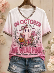 Women's Breast Cancer Awareness Art Printed T-shirt