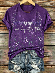 Women's Purple Floral & Alzheimer's Awareness Support Print Tee