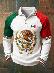 Men's Viva Mexico Flag Art Printed Casual Tops