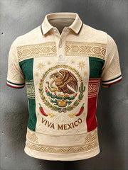 Men's Viva Mexico Flag Art Printed Casual Tops