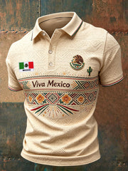 Men's Viva Mexico Flag Art Printed Casual Tops