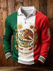 Men's Viva Mexico Flag Art Printed Casual Tops