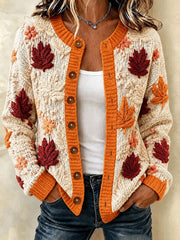 Women's Fall Art Print Casual Cardigan