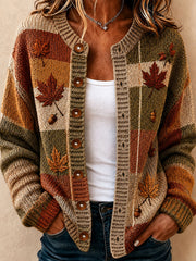 Women's Fall Plaid Print Casual Cardigan