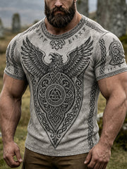 Men's retro Viking style casual short-sleeve T-shirt
