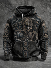 Men's Viking Oversized Drop-Shoulder Hoodie with Pockets