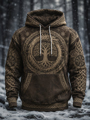 Men's retro Viking style pattern printed casual hoodie