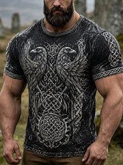 Men's retro Viking style casual short-sleeve T-shirt