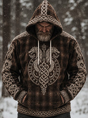 Men's retro Viking pattern design casual hoodie