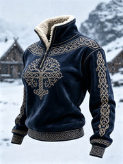 Women's Vintage Viking Tree of Life Celtic Knot Fur Collar Top