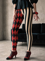 Women's Gothic style plaid and striped leggings