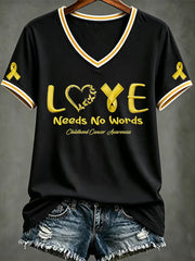 Women's Childhood Cancer Awareness Printed T-shirt