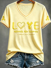 Women's Childhood Cancer Awareness Printed T-shirt