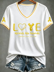 Women's Childhood Cancer Awareness Printed T-shirt