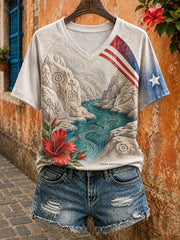 Women's Puerto Rico Boricua Art Printed T-shirt