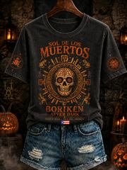 Women's Puerto Rico Halloween Print short-sleeved T-shirt