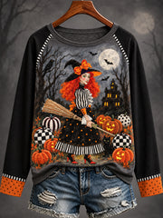 Women's Halloween Witches Art Printed T-shirt