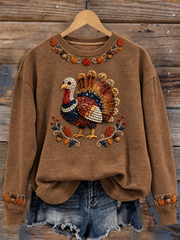 Women's Thanksgiving turkey print Regular Sweatshirt