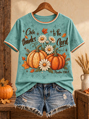 Women's Thanksgiving Faith Lover Art Printed T-shirt