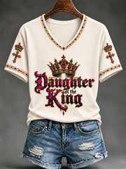 Women's Christian Daughter of the King V-neck Short Sleeve T-shirt