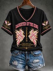 Women's Christian Daughter of the King V-neck Short Sleeve T-shirt