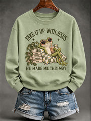 Women’s 'Take It Up With Jesus' Printed Casual Hoodie