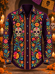 Men's Mexico Day of The Dead Art Print Shirt