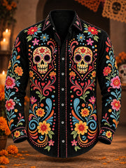 Men's Mexico Day of The Dead Art Print Shirt
