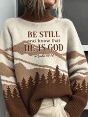 Women's Be Still And Know That He Is God Print Turtleneck sweater