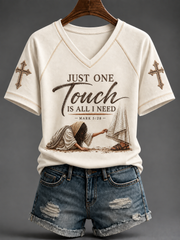 Women's Just One Touch Is All I Need V-neck Off-shoulder Short-sleeved T-shirt
