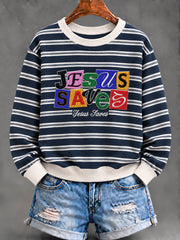 Women's Christian Jesus Stripe Regular Sweatshirt