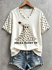 Women's Polka-Dot Art Ghost T-Shirt